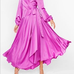Magenta Satin Dress